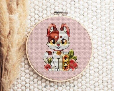 Maneki Neko cross stitch pattern