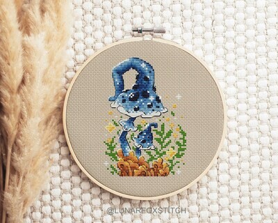 Magical mushroom cross stitch pattern
