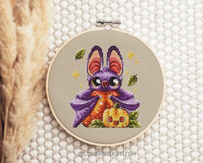 Halloween Bat cross stitch pattern