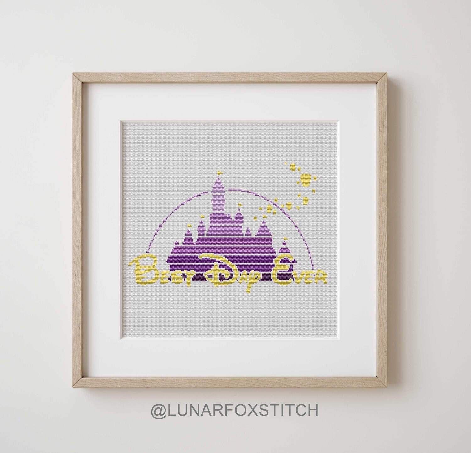 Magic pink castle cross stitch pattern