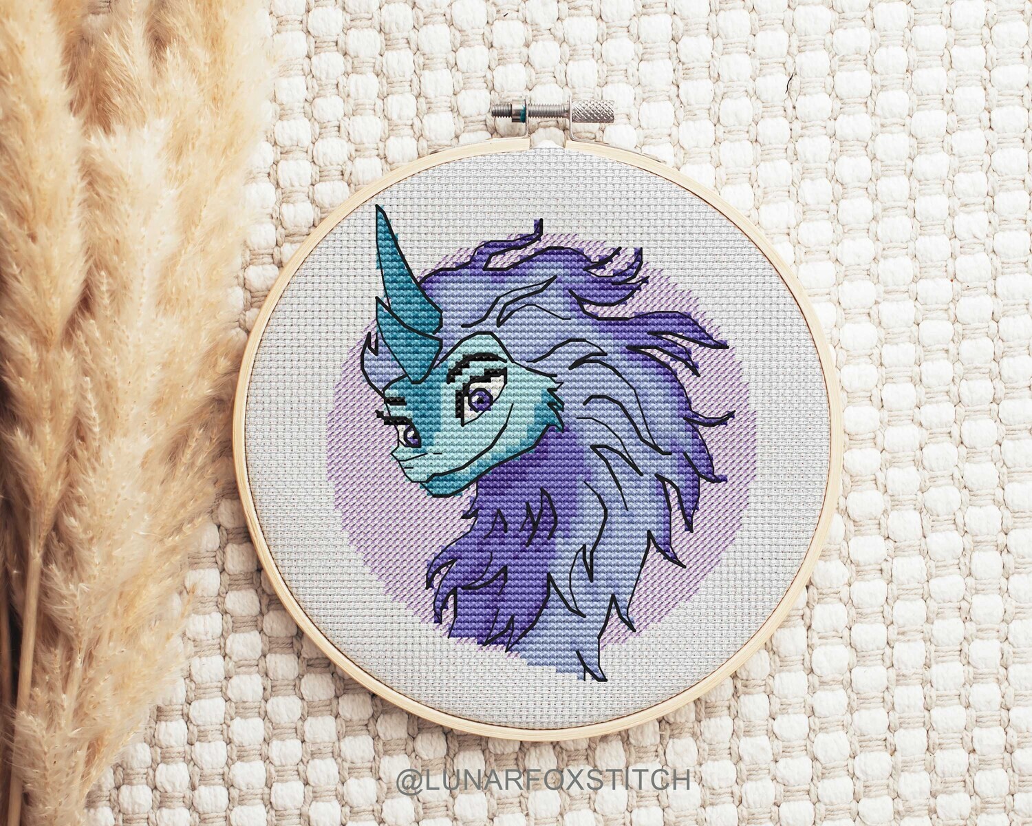 Magic blue dragon cross stitch pattern