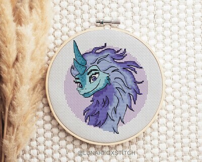 Magic blue dragon cross stitch pattern
