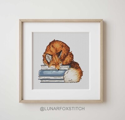 Good book fox cross stitch pattern