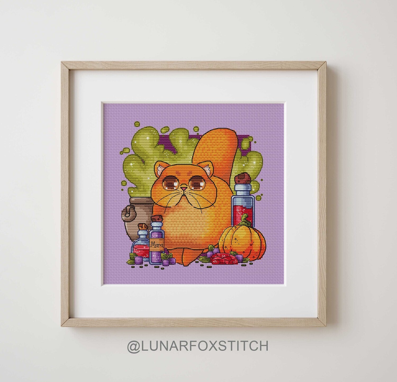 Wizard&#39;s cat cross stitch pattern