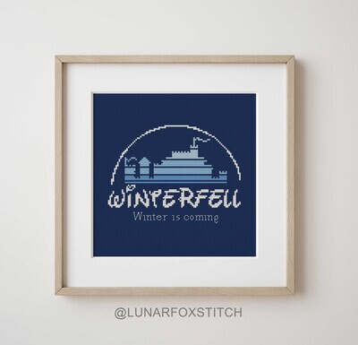 Winter castle cross stitch pattern