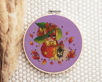 Autumn fox cross stitch pattern