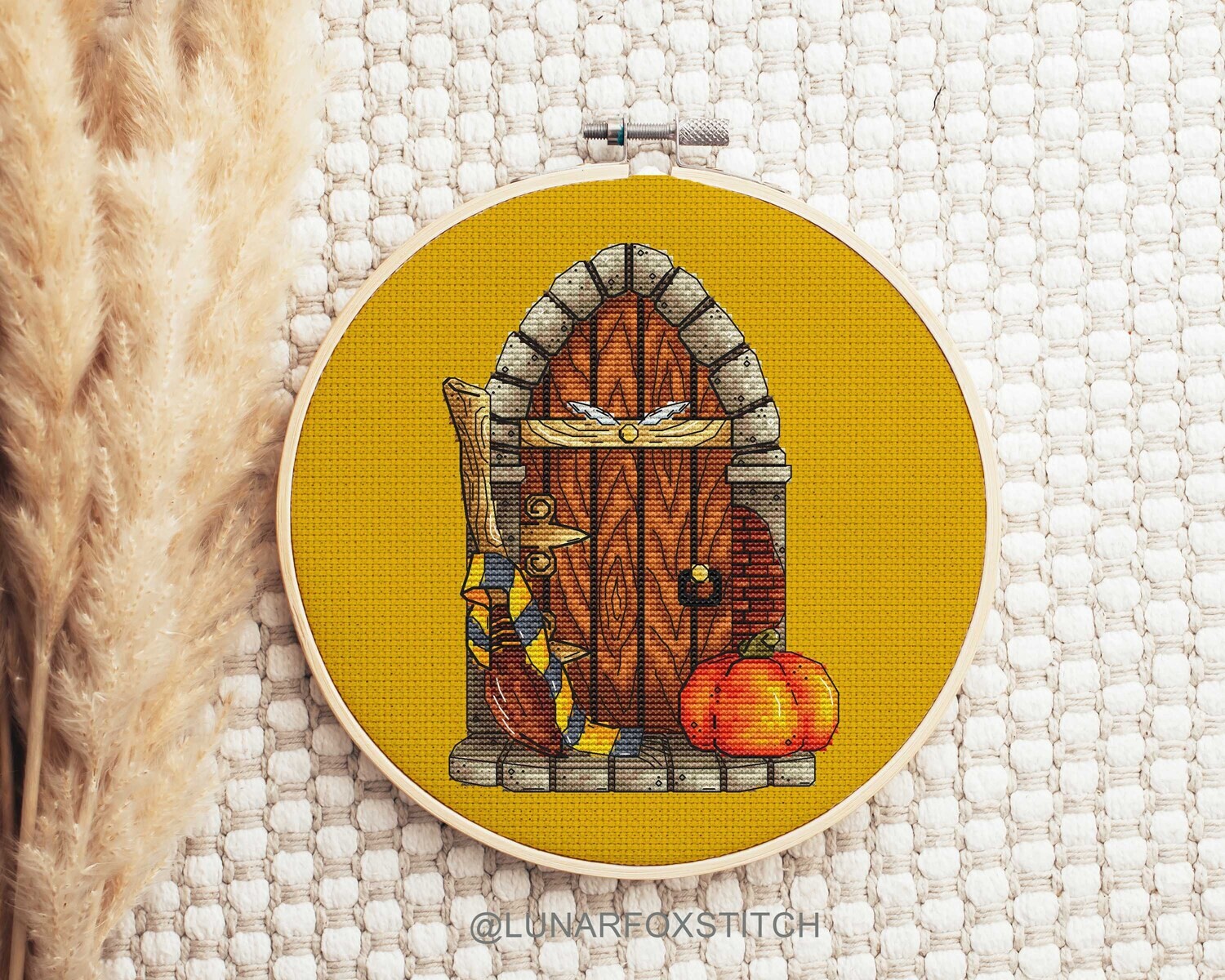 Halloween door yellow Cross stitch pattern