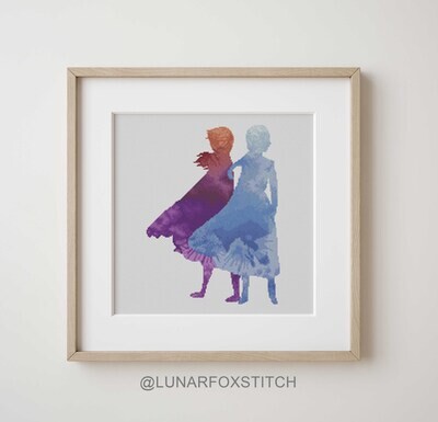 Princess sisters cross stitch pattern