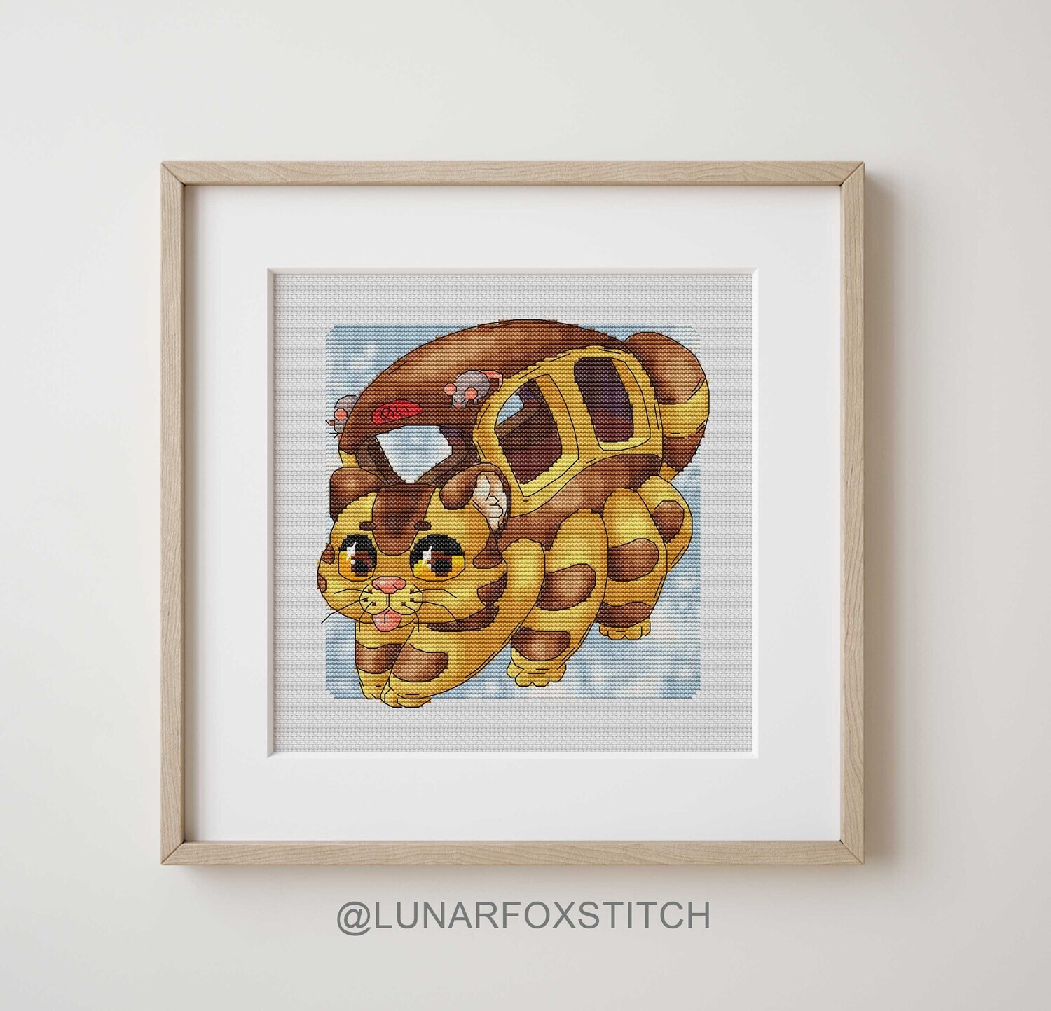 Cat bus cross stitch pattern