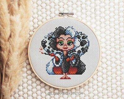 Villain lady dalmatian cross stitch pattern