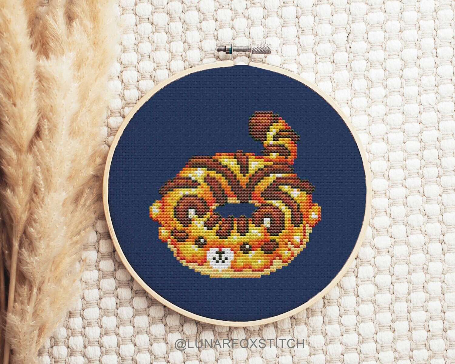 Tiger donut cross stitch pattern