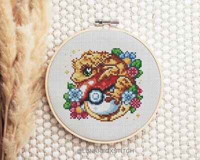 Gecko banana cross stitch pattern