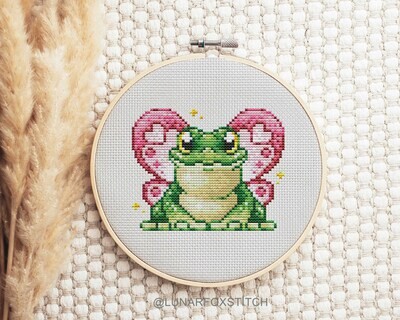 Fairy frog cross stitch pattern