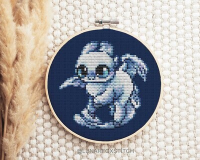 White Dragon cross stitch pattern