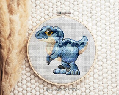 Velociraptor cross stitch pattern