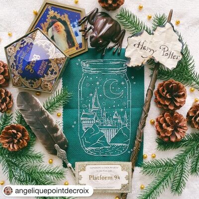 Magic castle in bottle cross stitch pattern