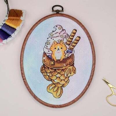 Taiyaki cat cross stitch pattern