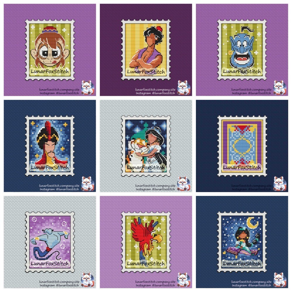 Arabian boy - set of 9 - postage stamp cross stitch patterns
