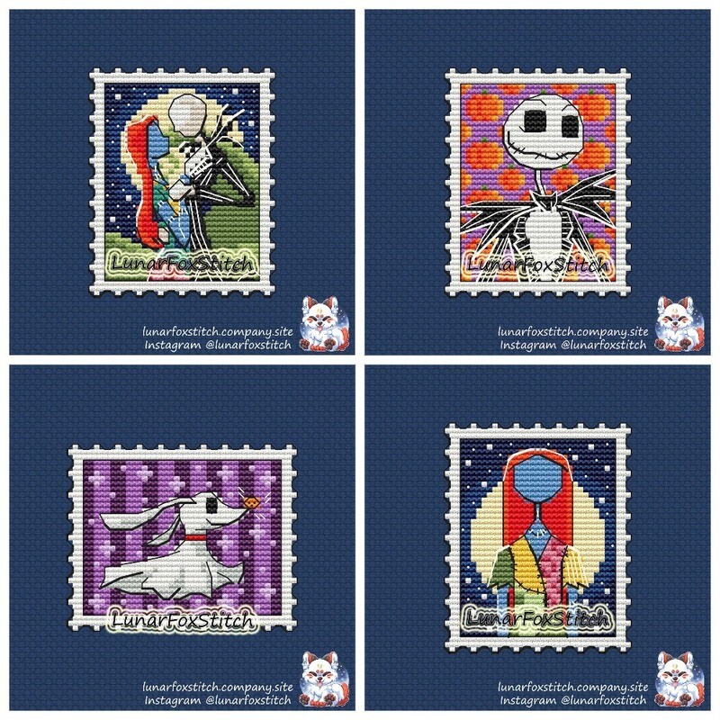 Halloween - set of 4 - postage stamp cross stitch patterns