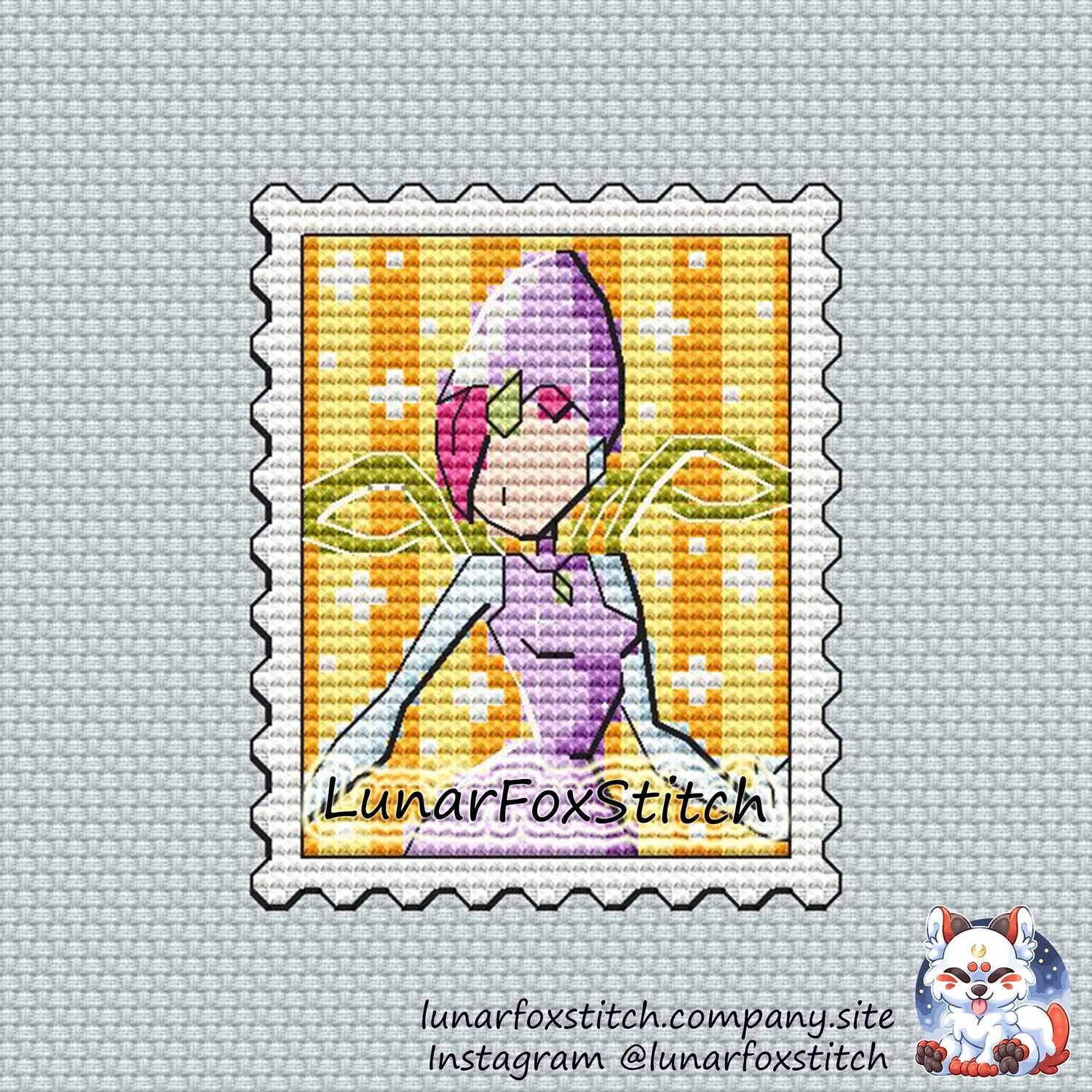 Technology fairy postage stamp cross stitch pattern