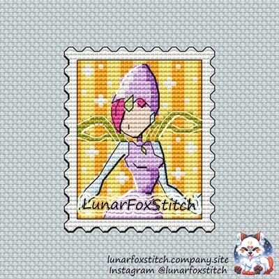 Technology fairy postage stamp cross stitch pattern