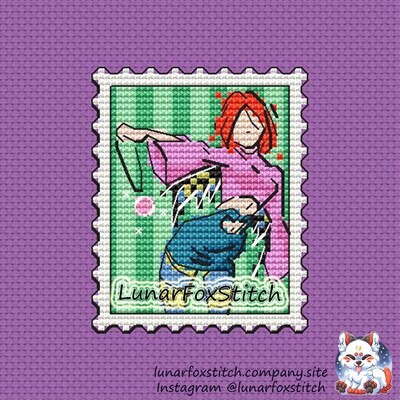 Heart fairy postage stamp cross stitch pattern