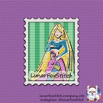 Earth fairy postage stamp cross stitch pattern