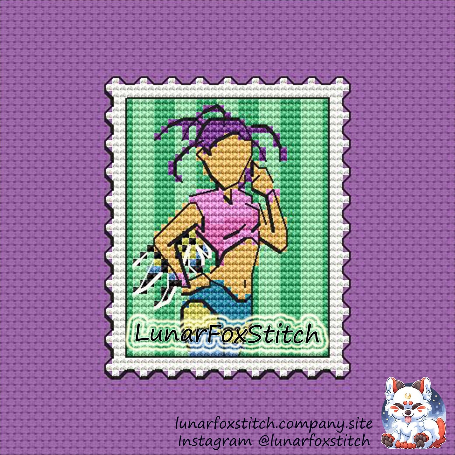 Fire fairy postage stamp cross stitch pattern
