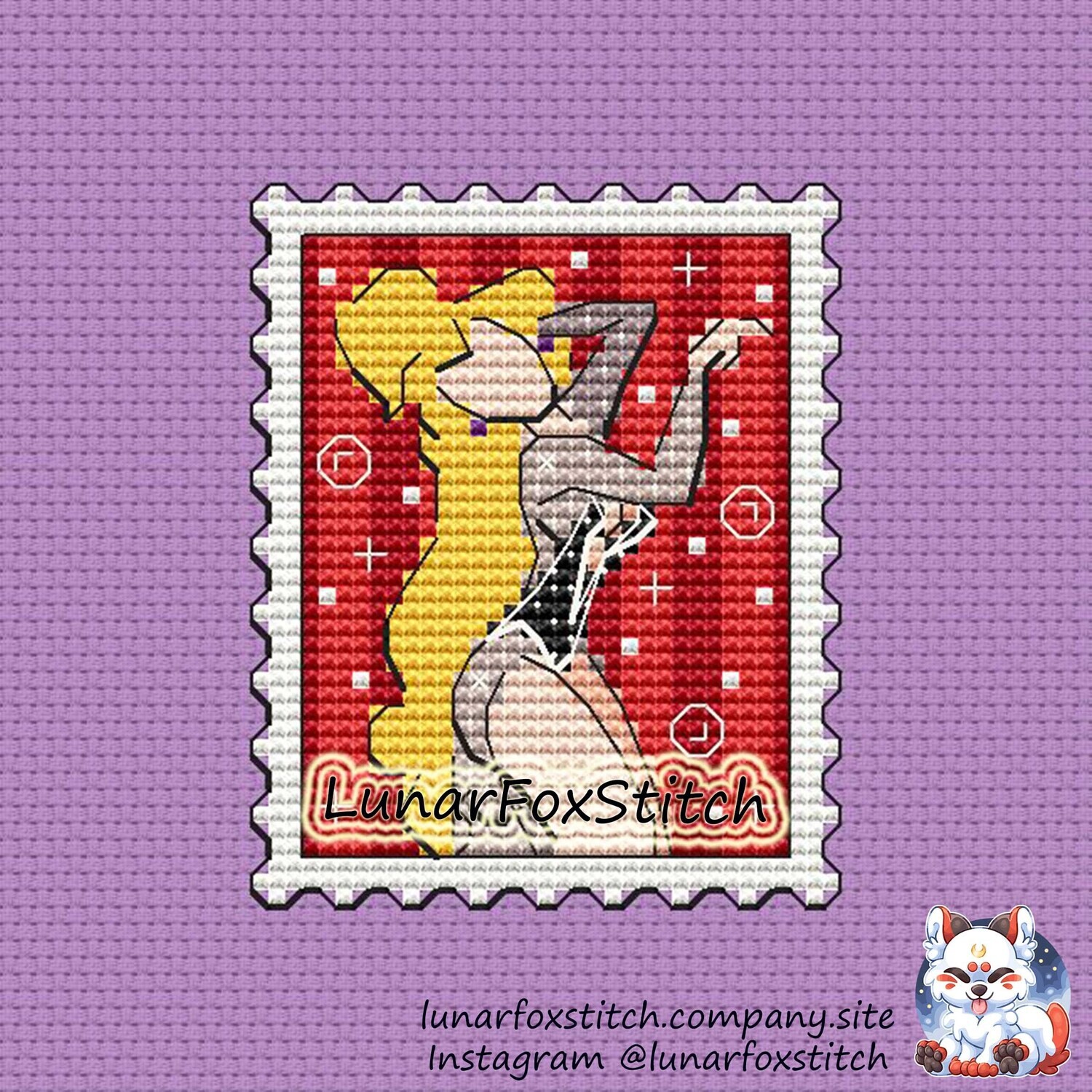 Princess pin up postage stamp cross stitch pattern