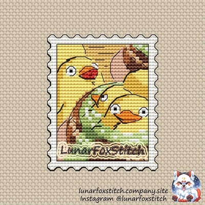 Duck postage stamp cross stitch pattern