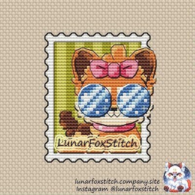 Yorkshire Terrier dog postage stamp cross stitch pattern