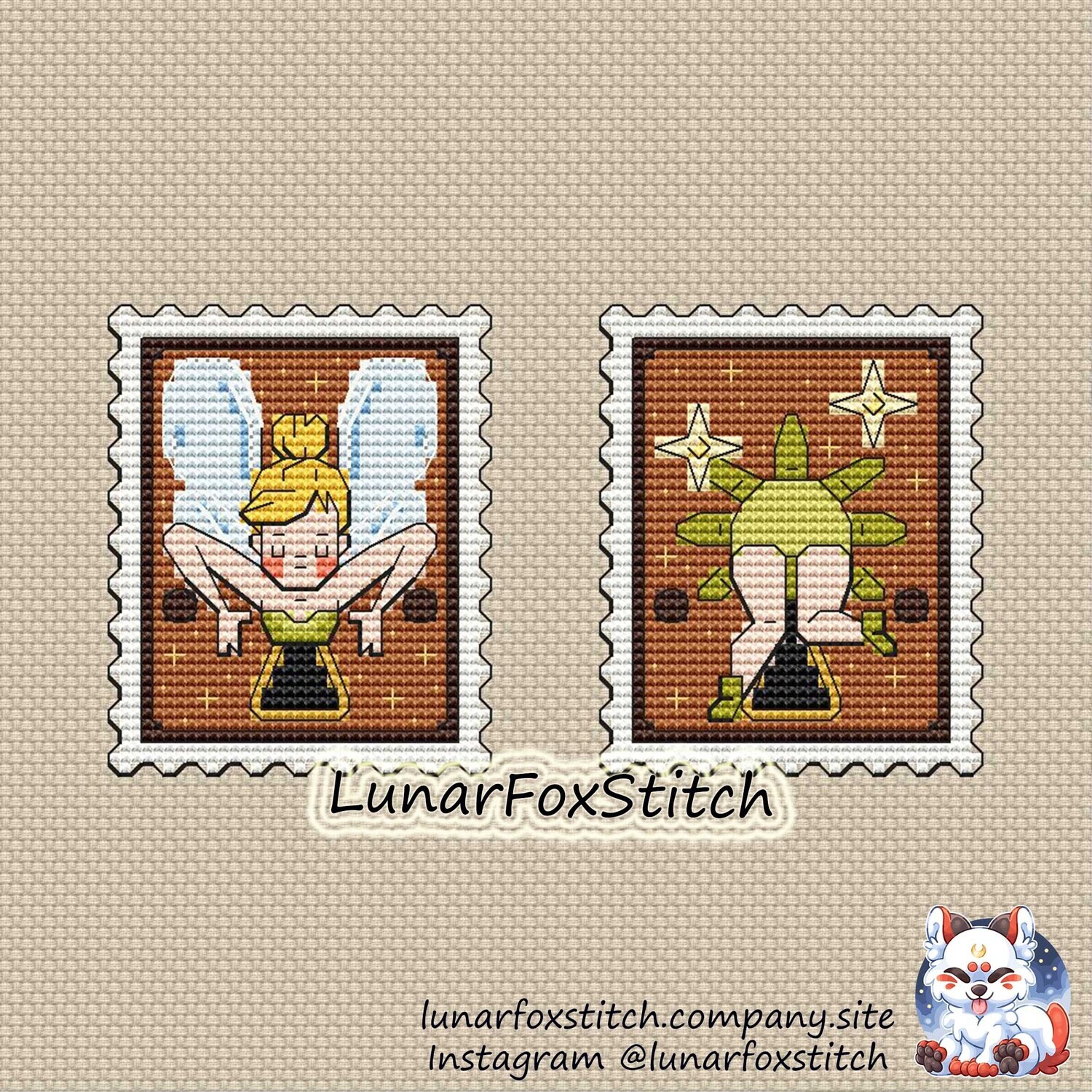 Fairy postage stamp cross stitch pattern
