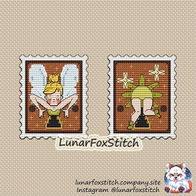 Fairy postage stamp cross stitch pattern