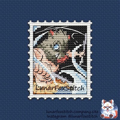 The boar&#39;s head boy postage stamp cross stitch pattern
