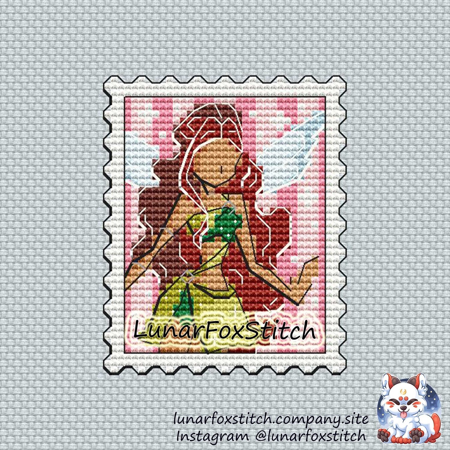 Waves fairy postage stamp cross stitch pattern
