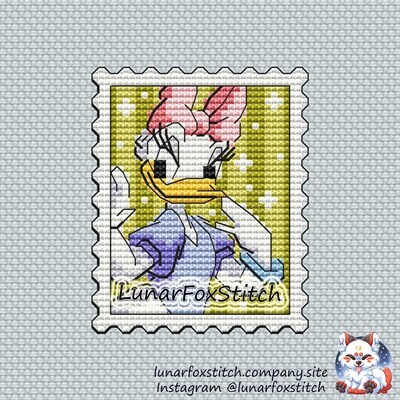 Girl duck postage stamp cross stitch pattern