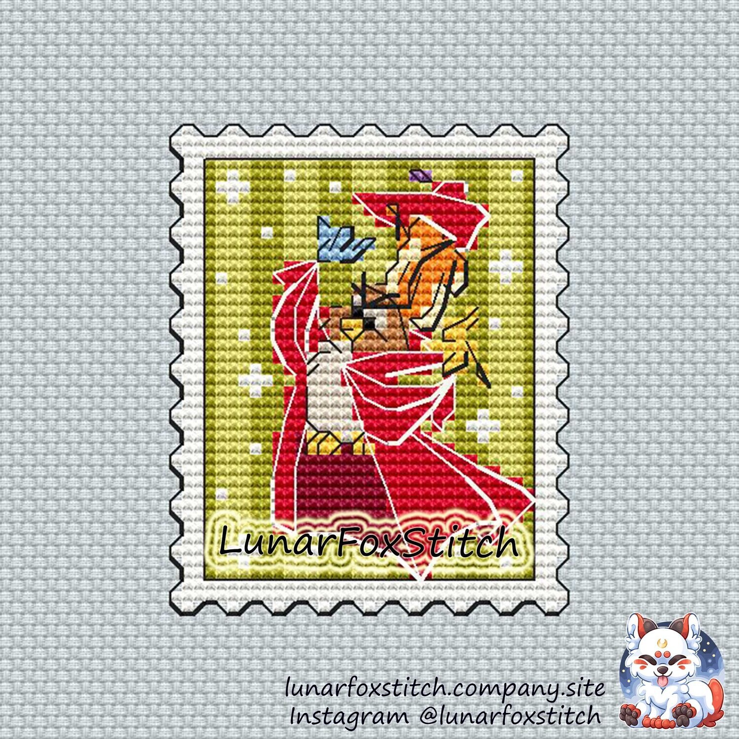 Owl postage stamp cross stitch pattern