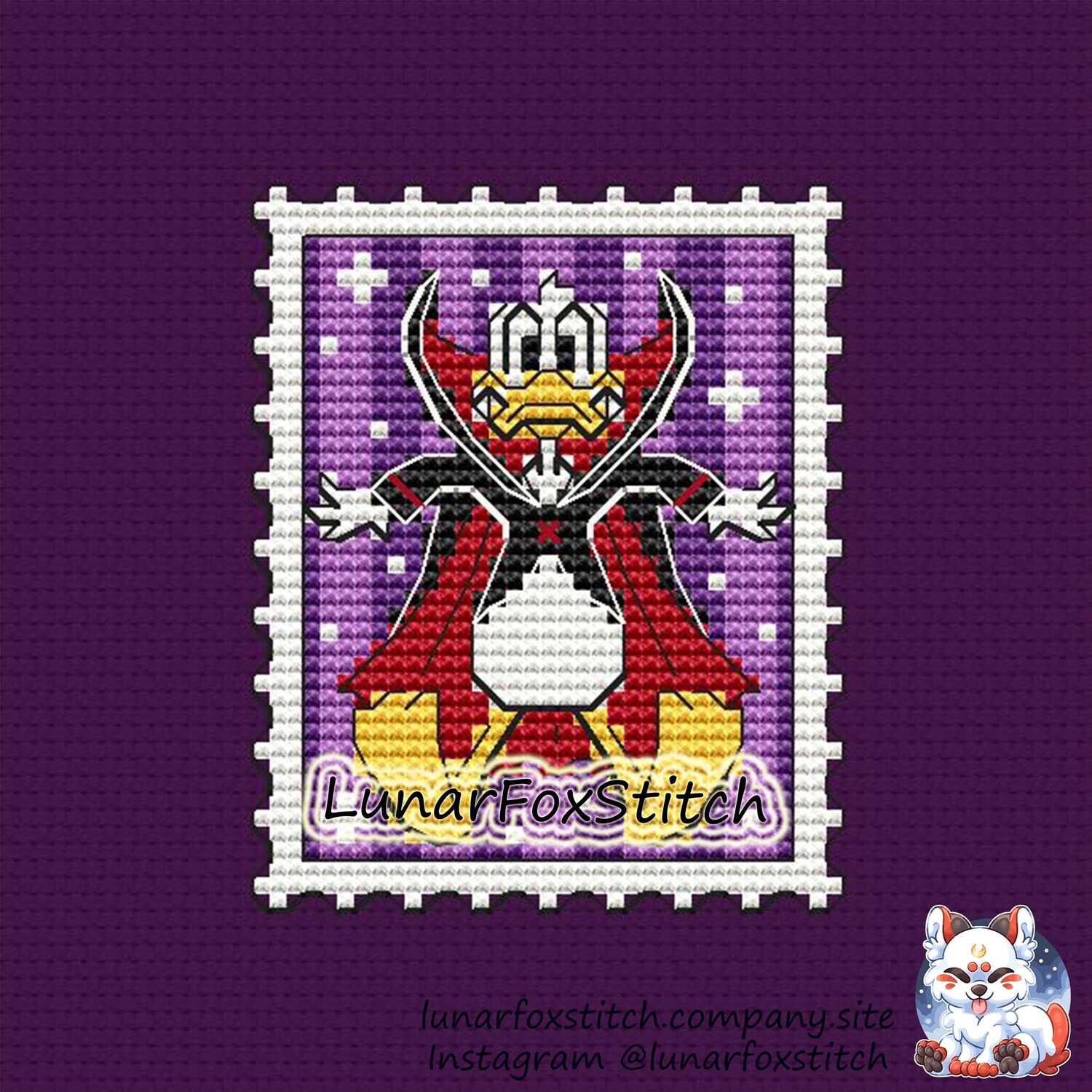 Halloween duck postage stamp cross stitch pattern