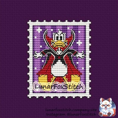 Halloween duck postage stamp cross stitch pattern