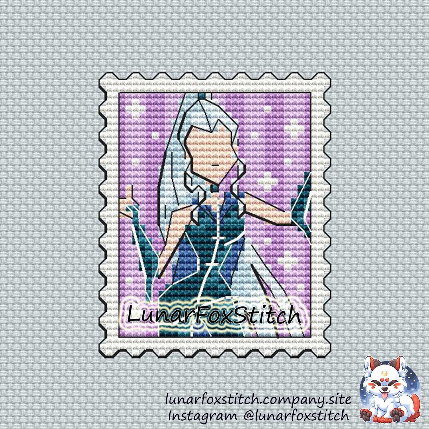 Ice witch postage stamp cross stitch pattern