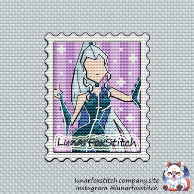 Ice witch postage stamp cross stitch pattern
