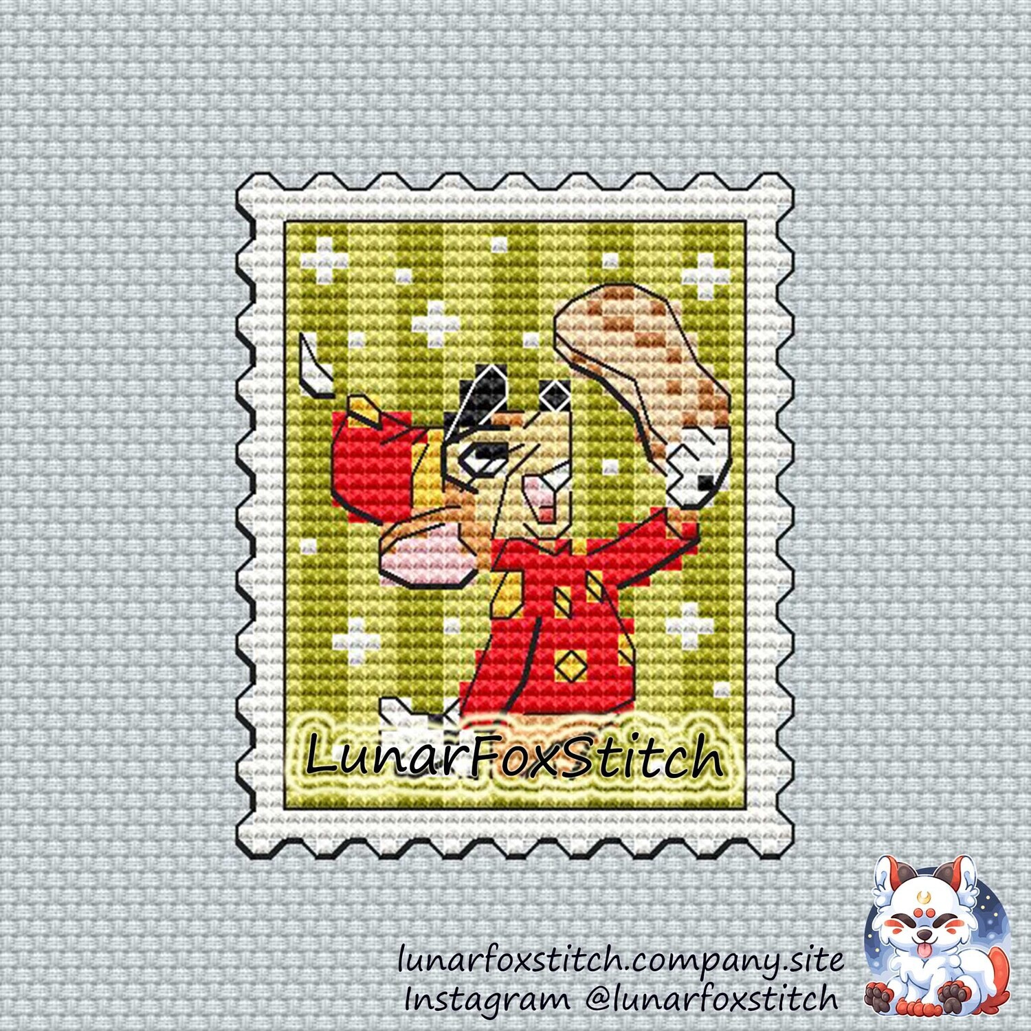 Circus mouse postage stamp cross stitch pattern