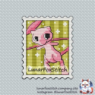 Pink cat postage Stamp cross stitch pattern
