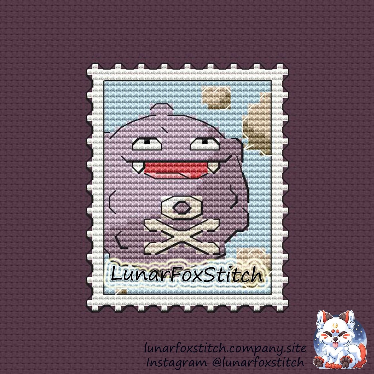 Rock chibi Postage Stamp cross stitch pattern