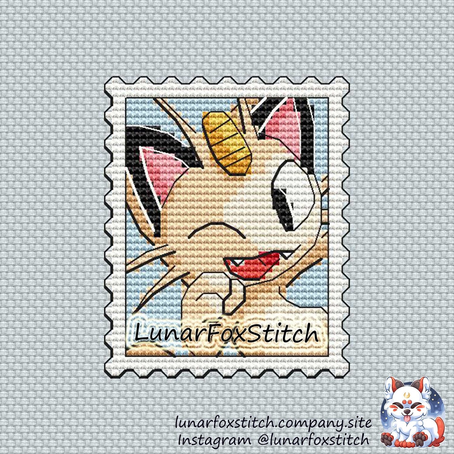 Cat Postage Stamp cross stitch pattern