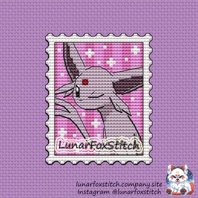 Cute lilac cat Postage Stamp cross stitch pattern