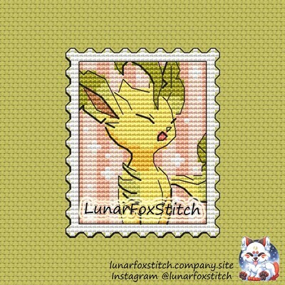 Cute grass cat Postage Stamp cross stitch pattern