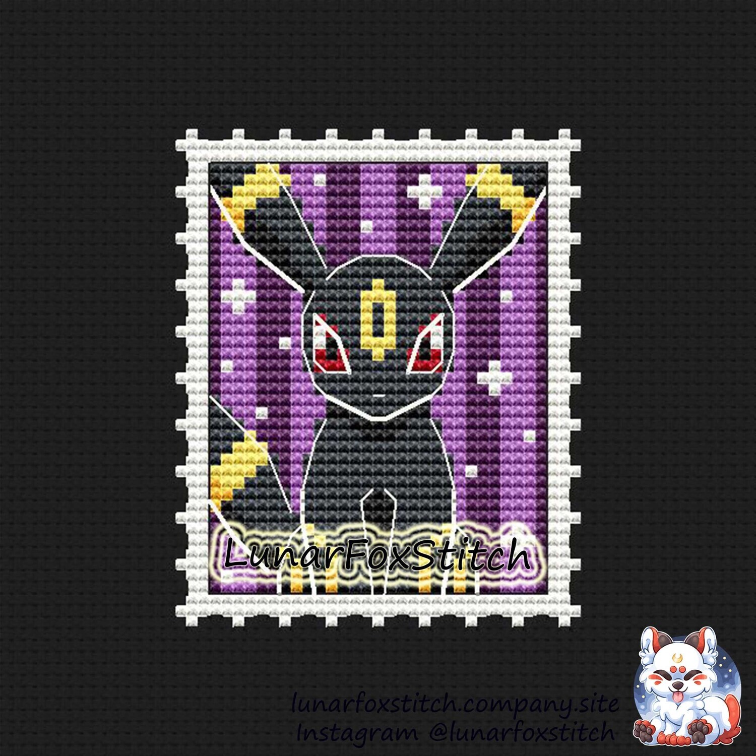 Moon cat Postage Stamp cross stitch pattern