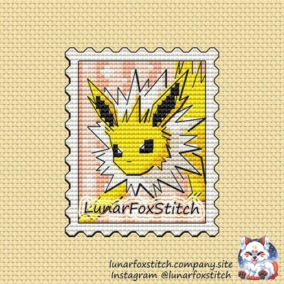 Lightning cat postage stamp cross stitch pattern