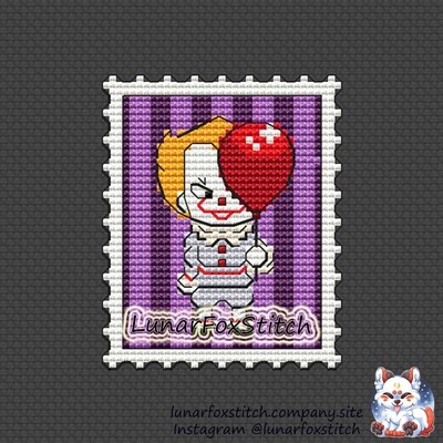 Halloween villain postage stamp cross stitch pattern